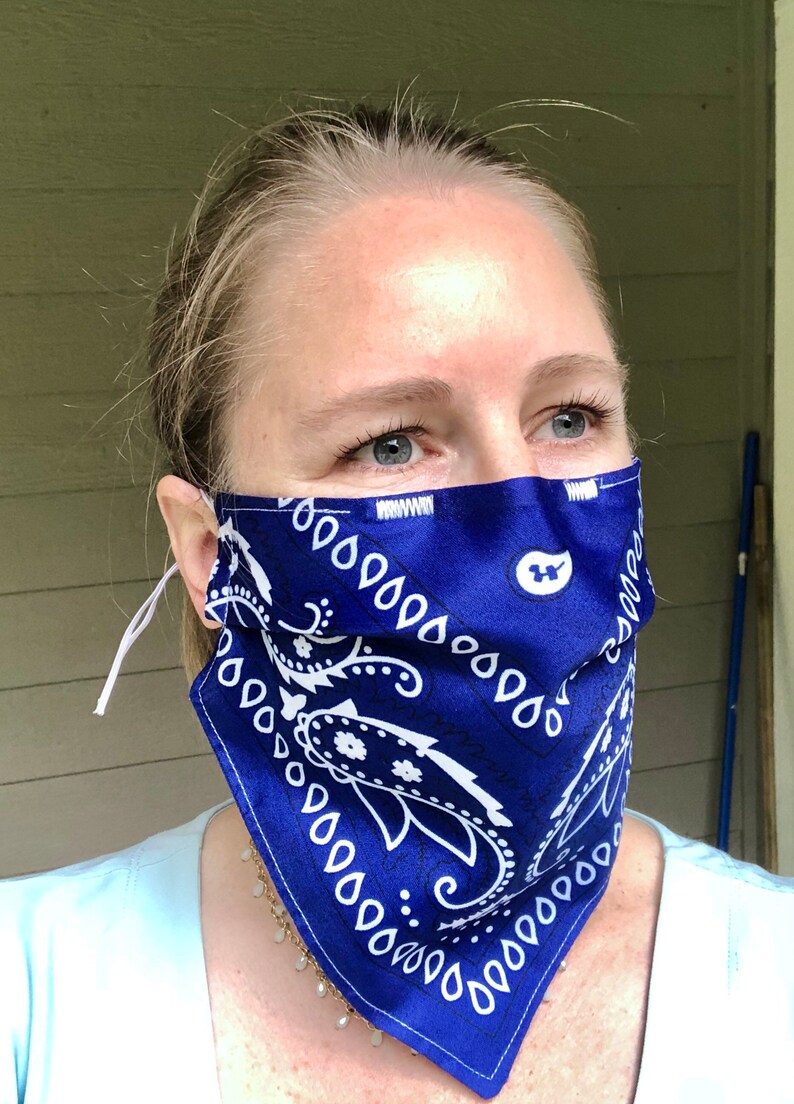 4Layer Bandana Mask with adjustable ear loops & nose wire Etsy