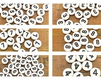 Round Individual Number Plastic Beads