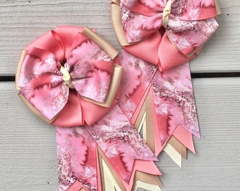 Pink & Cream Marble Show Bows