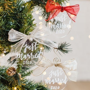 Custom Acrylic Just Married Ornament With Custom Date - First Year of ...