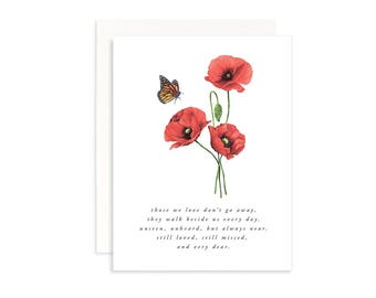 Red Poppy Sympathy Card: Botanical Marker Drawing