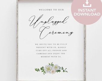 Unplugged Ceremony Wedding Sign Template (PDF Download)
