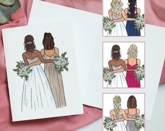 Bridesmaid Proposal Card: Custom Bridal Party Illustration