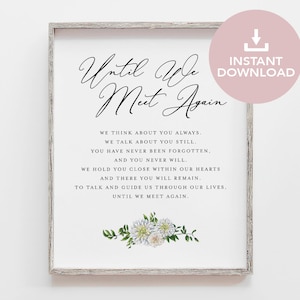 PDF Until we meet again Wedding Sign template, Remembrance Wedding Sign, Memory Table Sign, Until We Meet Again Memorial Sign, Printable