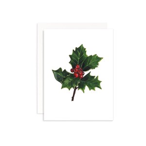 Holly Christmas Greeting Card: Red Berry Holiday Floral Art