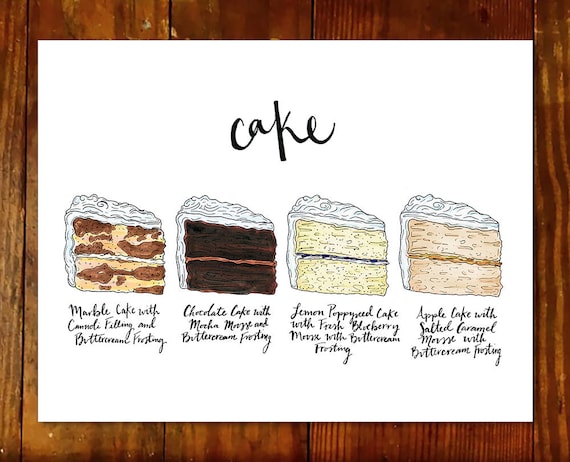 Custom Cake Flavor Wedding Reception Sign Print Dessert Menu - Etsy