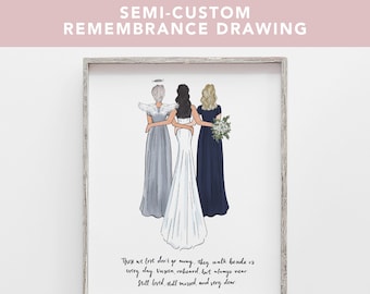 Wedding Remembrance Drawing: Mother, Daughter, Grandmother Gift