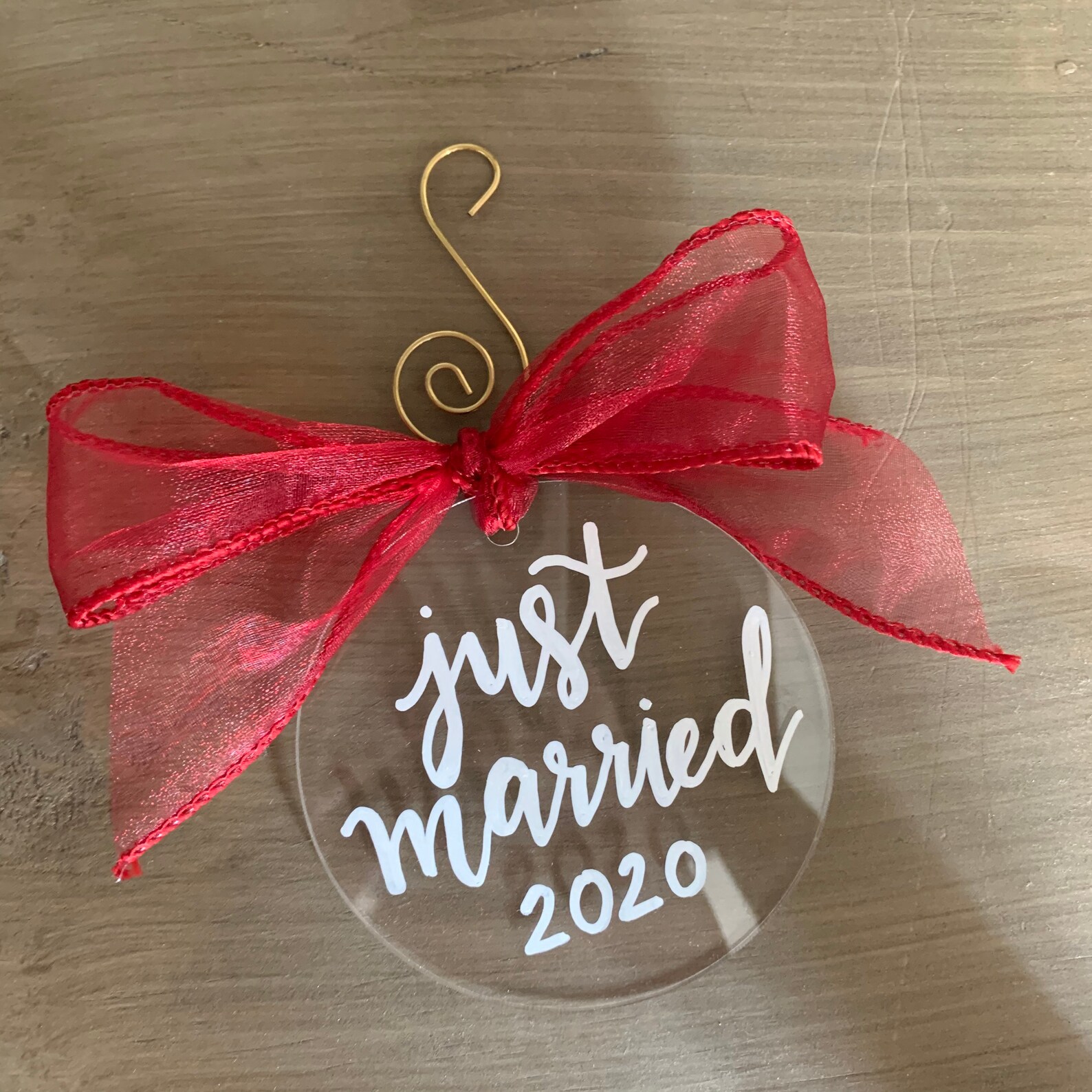 Custom Acrylic Just Married Ornament With Custom Date First Etsy