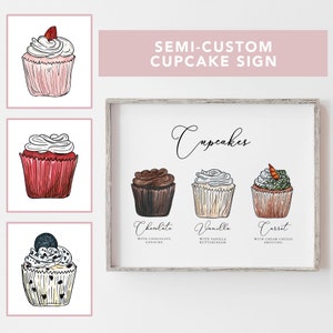Custom Cupcake Flavor Sign: Wedding Dessert Menu (10x8 Print)