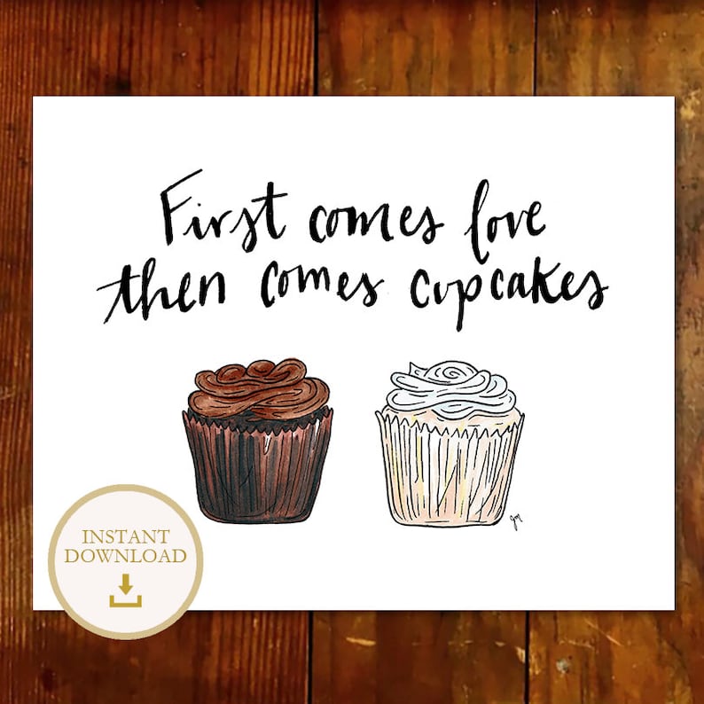 Pdf First Comes Love Then Comes Cupcakes Cupcake Wedding Etsy