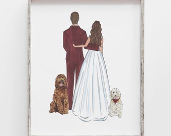 Custom Bride & Groom Wedding gift for the couple, drawing, unique, personalized, Engagement present, Anniversary gift
