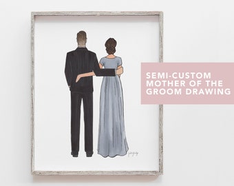 Mother of the Groom Gift from son on wedding day, Semi-Custom - personalized customized drawing