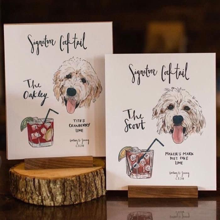 Custom Pet Signature Drinks Wedding Sign for Bar Print, Signature
