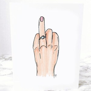 Engagement Congrats Folded Notecard - ring finger engaged illustration, bridal shower, engagement party gift, does this make me look engaged