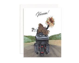 Motorcycle Wedding Card: Vroom! Marker Drawing, Southern Vibe