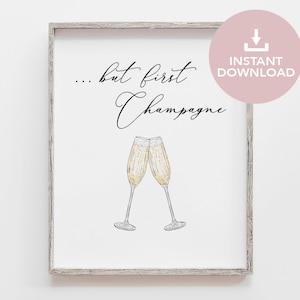 Champagne Wedding Sign: Bubbly Drinks, Champagne Tower (PDF Download)