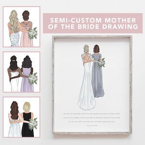 Mother of the Bride Gift from daughter on wedding day, Semi-Custom - personalized customized drawing