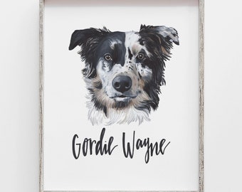 Custom Pet Portrait Drawing, illustration Print, gift, for the home, art, pet memorial, dog, cat, personalized, animal, pet remembrance loss