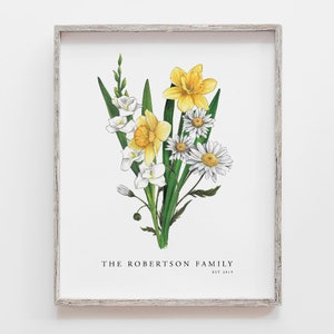 Custom Birth Flower Family Bouquet- PERSONALIZED Gift Mother&#39;s Day, Home art, Grandmother gift, Floral family portrait, Grandma&#39;s garden