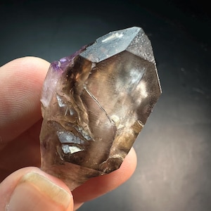Rare Smoky Amethyst Crystal from Brandberg, Namibia with Skeletal Structure, Soft Etherial Glow | Rare