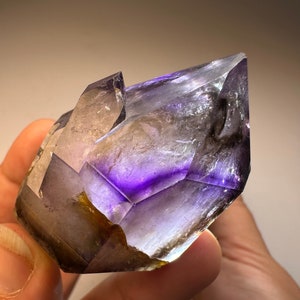 114g Large Brandberg Amethyst with Smoky Phantoms, Limonite from Namibia | RARE | Incredible Luster, Skeletal Layers