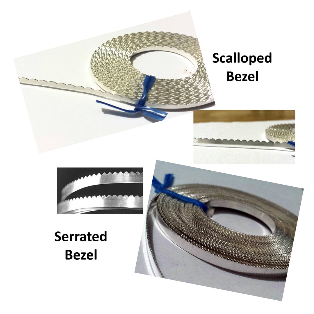 SOLID 999 Fine Silver BEZEL Wire 28 Gauge Serrated or Scalloped 1/8, 3/