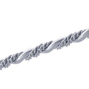 May include: A silver twisted chain necklace. The chain is made of small, linked, twisted pieces of metal.