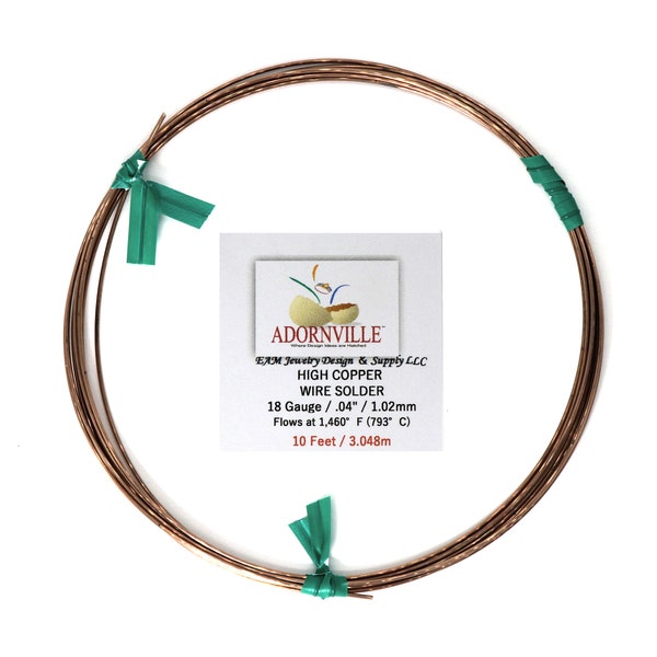 Adornville® High-Copper Wire Solder 18 Gauge Wire 10-Foot Coils by EAM Jewelry Design & Supply, LLC