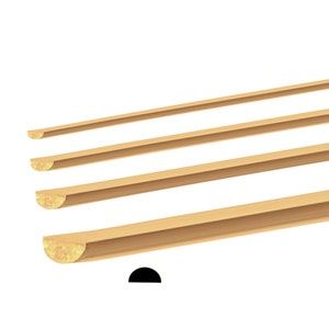 May include: Four wooden half-round molding pieces in various sizes, with a rounded edge and a flat back.