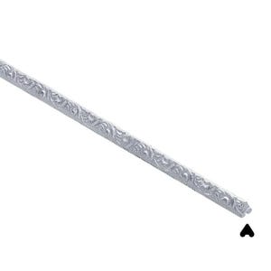 May include: A silver-toned metal strip featuring a continuous embossed floral pattern along its length. The strip has a narrow, elongated shape with a distinct, small heart-shaped profile visible at the end, showcasing a detailed relief design.