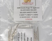 SILVER WIRE SOLDER Variety Pack 22 Gauge 1Easy 1Med 1Hard 12 Inches 30.48cm Each