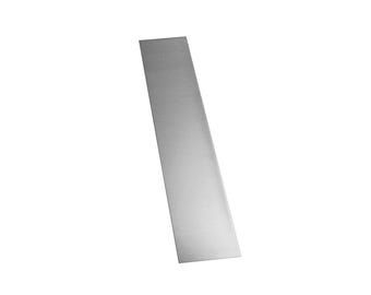 May include: A silver metal sheet, a flat rectangular piece of metal.