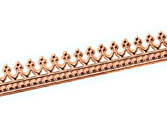 Adornville® 99.9% Pure Copper Gallery Bezel Wire "Crown" Pattern 12 inches, 2 or 5 Feet