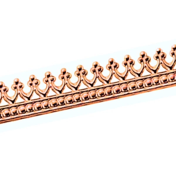 Adornville® 99.9% Pure Copper Gallery Bezel Wire "Crown" Pattern 12 inches, 2 or 5 Feet