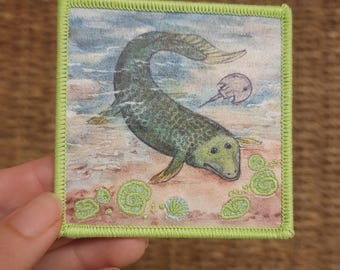 Glow in the Dark, Iron-On Patch: Tiktaalik Devonian Paleo Art
