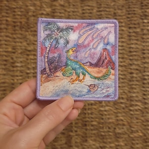 Glow in the Dark, Iron-On Patch: Cretaceous Epoch Velociraptor Paleo Art