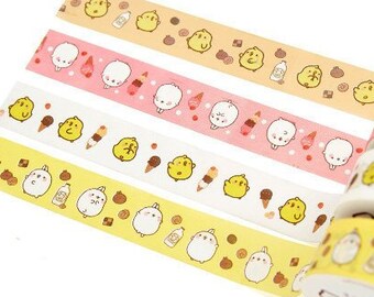 washi piu mopapo boxed molang masking chick kawaii rabbit bunny tape sticker ice cream yellow cute adhesive