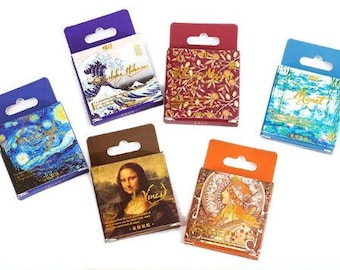 Artists Series Sticker Sets, Paintings, DaVinci, Van Gogh, Monet, Hokusai, Mucha, Morris, Portrait, Boxed