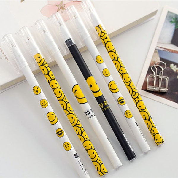 Smiley Face Pens, Emoji, Back To School, Happy, Black, Yellow, White