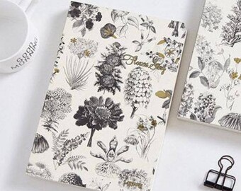Botanical Book, Notebook, Journal, BUJO, Flower Story, Recycled Paper, Gift, Diary, Beautiful, Stationary, Gold Gilding, Crafting Book