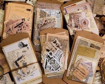 Mixed Sets Vintage: Paper & Stickers, Writing, Bottles, Botanical, Letters, Newspaper Clippings, Old Looking, Antiqued