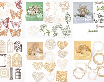 Laser Cut Paper Shapes, Words, Leaf, Flower, Cutouts, Window, Columns, Butterfly, Art, Supplies, Embellishments, Collage, Die Cut, Ornate