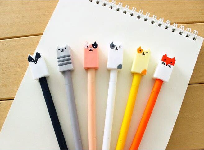 Animal Pens, Gel Style, Writing, Stationary, Kawaii School Supplies, Fox, Badger, Cat Animal Pens, Gel Style, Writing, Stationary, Kawaii School Supplies, Fox, Badger, Cat