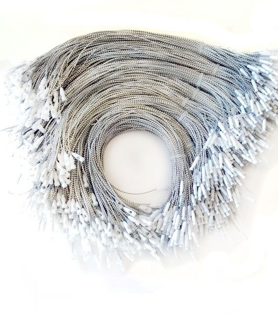 1000 Silver Hang Tag String with Fastener Thin Rope Cord Etsy