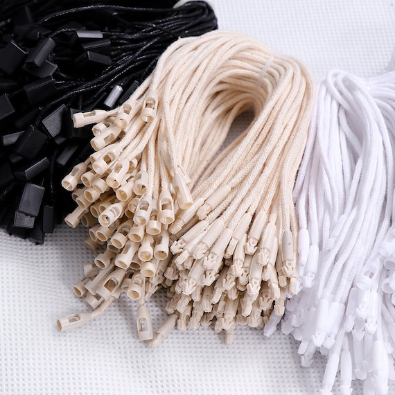 White Cotton Hang Tag String 100pcs, Thin Fastener, Natural Cord, Bullet  Clasp, 100% Cotton, Apparel, Clothing, Gift, Retail Packaging, Tags 