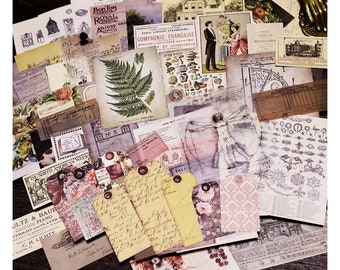 Vintage Collections Assortment, Paper & Stickers, Mixed, Journal, Scrapbook, Junk, Aged, Picture, Antique, Kit, Supplies