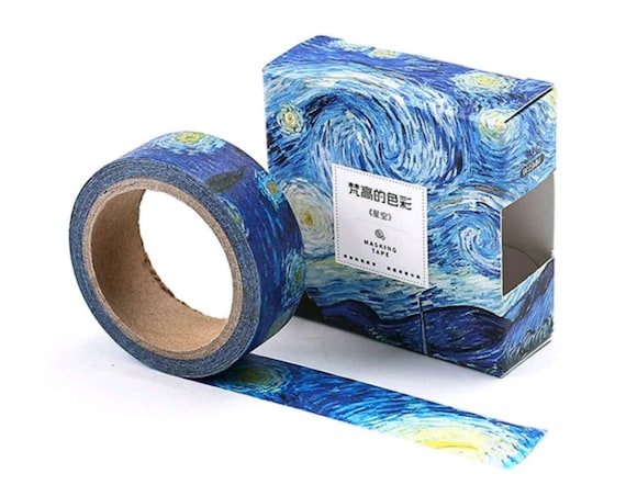starry night van gogh inspired washi tape rolling blue sky etsy