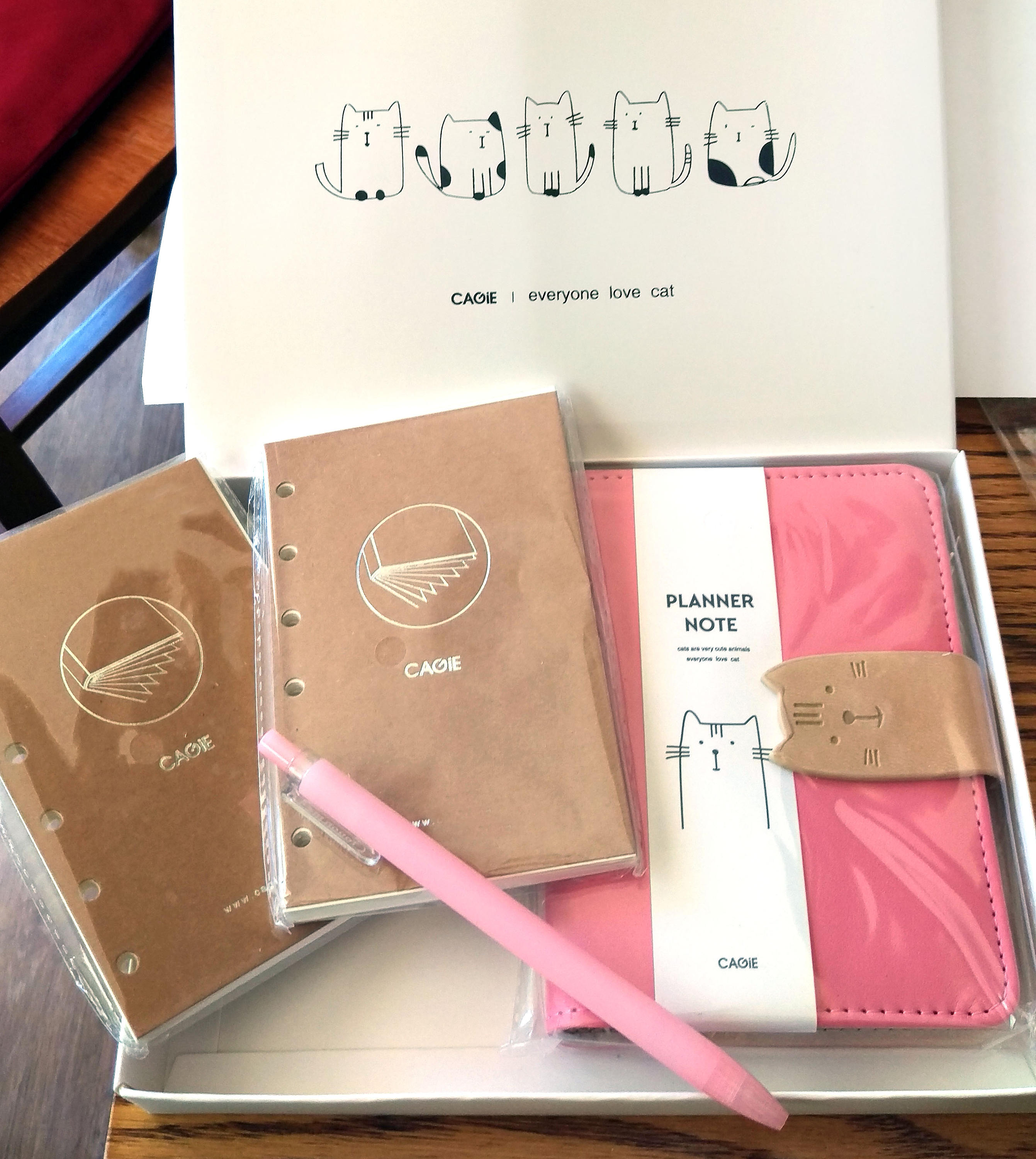Cat Book Gift Set, PU Leather Planner, Pocket Journal, Buckle Latch, A6