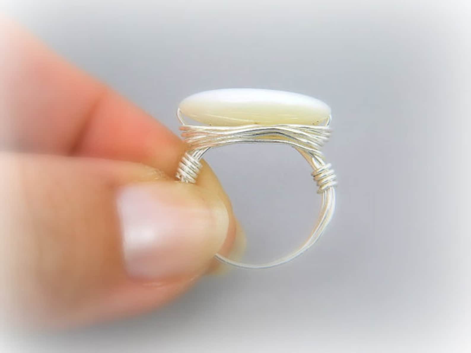 White Shell Ring. Size 6 Mother of Pearl Ring White Wedding - Etsy