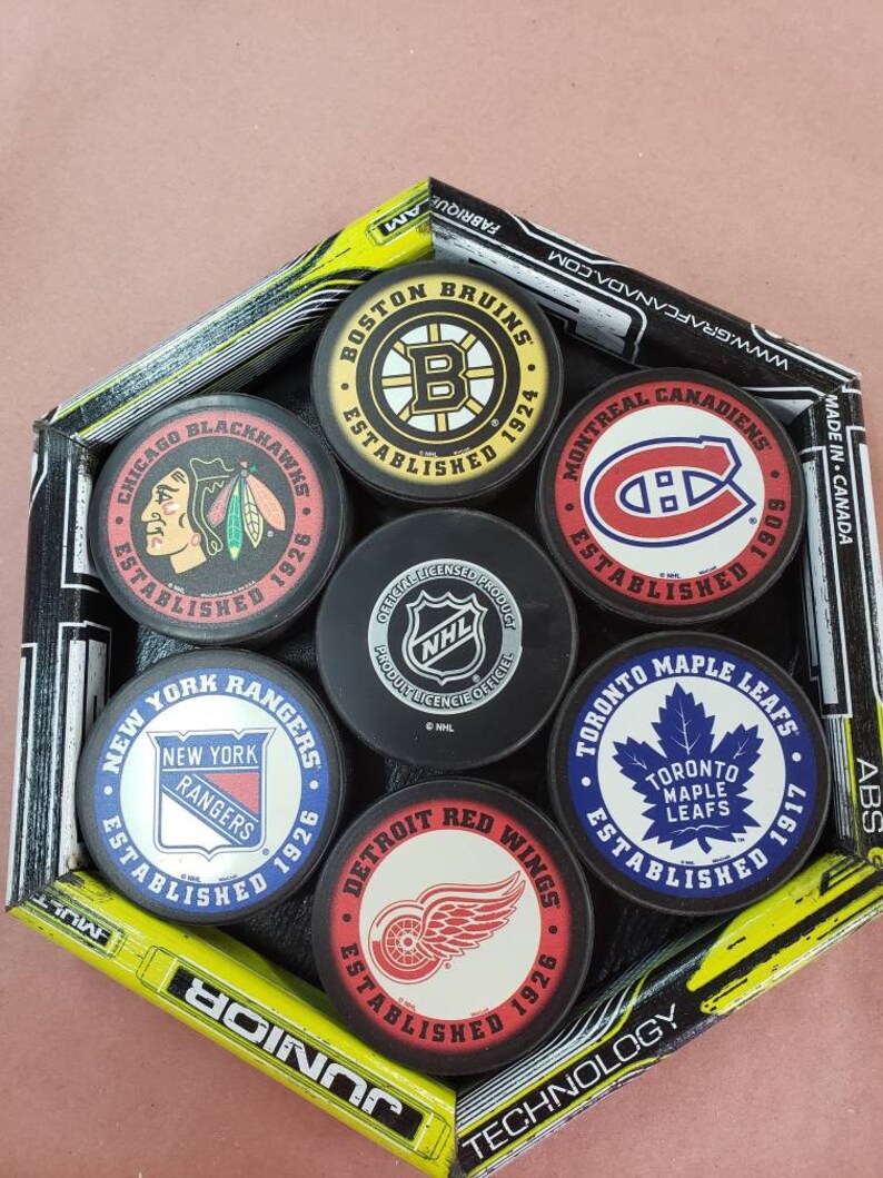 Original 6 Hockey Puck Decoration | Etsy